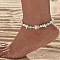 Bohemian Style Acrylic Starfish Turtle & Round Glass Beaded Braided Anklets for Women, Colorful, 7-1/8~13-3/4 inch(180~350mm)
