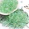 6/0 Inside Colours Glass Seed Beads, Teardrop, Lime Green, 4.5~5x3.5~4x4~5mm, Hole: 1mm, about 88pcs/10g