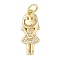 Rack Plating Brass Micro Pave Cubic Zirconia Pendants, Lead Free & Cadmium Free, Long-Lasting Plated, Girl Charms, with Jump Ring, Real 18K Gold Plated, 20.5x8.5x2.5mm
