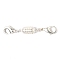 Brass Magnetic Clasps Converter, with Lobster Claw Clasps, Column, Silver, 42x5.5mm