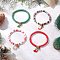 4Pcs Christmas Theme Handmade Polymer Clay Beads Stretch Bracelet Sets, Alloy Enamel Charm Bracelets, Mixed Color, Inner Diameter: 2-1/4 inch(5.7cm)