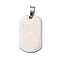 304 Stainless Steel Pendants, Rectangle with Craze Charm, Stainless Steel Color, 35x20x2mm, Hole: 8x5mm