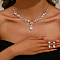 Horse Eye Brass Rhinestone Cup Chains Pendant Necklaces & Stud Dangle Earrings Sets, Clear, Necklace: 11.81 inch(300mm)