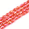 Electroplate Glass Beads Strands, AB Color Plated, Faceted Teardrop, Tomato, 4x3mm, Hole: 0.7mm, about 98~99pcs/strand, 16.54~16.92 inch(42~43cm)