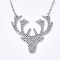 Non-Tarnish 201 Stainless Steel Pendant Necklaces, with Cable Chains, Christmas Reindeer/Stag, Stainless Steel Color, 17.7 inch(45cm), 2mm, Reindeer: 39x38x1mm
