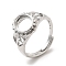 Brass Adjustable Ring Components, Pad Ring Settings, Oval, Platinum, Inner Diameter: 19mm, Tray: 10x8mm