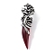 Glass Pendants, with 316 Stainless Steel Rhinestone Findings, Horn, Antique Silver, 52.5x15.5x14mm, Hole: 8.5x4.5mm