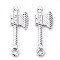 Alloy Pendants, Axe Charms, Cadmium Free & Nickel Free & Lead Free, Platinum, 27x9.5x2.5mm, Hole: 1.8mm