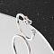 925 Sterling Silver Open Cuff Rings for Women, Bowknot with Cubic Zirconia, Pearl Pink, Inner Diameter: 17mm