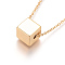 304 Stainless Steel Pendant Necklaces, with Cable Chains and Lobster Claw Clasps, Cube, Golden, 17.6 inch(44.8cm), 1.5mm