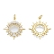 Brass Micro Pave Clear Cubic Zirconia Pendants, with Jump Rings, Sun, Real 18K Gold Plated, 25.5x23x2.5mm, Hole: 3mm
