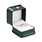 PU Leather Jewelry Box, with Resin Crown, for Ring Packaging Box, Square, Dark Green, 5.9x5.9x5cm