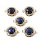 Dyed Natural Lapis Lazuli Faceted Connector Charms, Brass Micro Pave Clear Cubic Zirconia Flat Round Gems Links, Golden, Rack Plating, 21x16x7mm, Hole: 1.6mm
