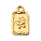 304 Stainless Steel Charms, Ion Plating(IP), Rectangle with Butterfly Charm, Real 18K Gold Plated, 15x8.5x2mm, Hole: 1.8mm