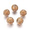 Handmade Indonesia Beads, with Metal Findings, Round, Light Gold, Sandy Brown, 19.5x19mm, Hole: 1mm