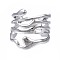 Non-Tarnish 304 Stainless Steel Wave Open Cuff Ring, Chunky Hollow Ring for Women, Stainless Steel Color, US Size 7(17.3mm)