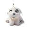 Flocky Resin Pendants, Dog, with Platinum Iron Loop, White, 24x22x19.5mm, Hole: 2.5mm