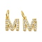 Brass Micro Pave Cubic Zirconia Pendants, Cadmium Free & Nickel Free & Lead Free, with Jump Ring, Letter M, 9x8x1.5mm, Hole: 3.6mm