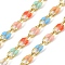 Ion Plating(IP) Brass Enamel Link Chains, with Spool, Soldered, Real 18K Gold Plated, Colorful, 8.5x4x2mm, about 32.81 Feet(10m)/Roll