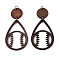 Wood Pendants, Printed, with Iron Ring, Ball Games, Baseball, 75~75.5x37x2.5mm, Hole: 5mm