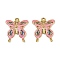 304 Stainless Steel Enamel Pendants, Ion Plating(IP), Butterfly Charms, Real 18K Gold Plated, Pink, 27x24.5x2.5mm, Hole: 2mm