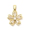 Rack Plating Brass Micro Pave Cubic Zirconia Pendants, Lead Free & Cadmium Free, Long-Lasting Plated, Flower, Real 18K Gold Plated, 20.5x19x3.5mm, Hole: 6x3.5mm