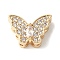 Brass Micro Pave Cubic Zirconia Beads, Cadmium Free & Nickel Free & Lead Free, Butterfly, Clear, Real 18K Gold Plated, 8.5x12x5.5mm, Hole: 2mm