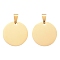 201 Stainless Steel Pendants, Manual Polishing, Flat Round, Stamping Blank Tag, Golden, 25x1.5mm, Hole: 8.5x3.5mm