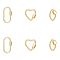 6Pcs 3 Styles Brass Screw Carabiner Lock Charms, for Necklaces Making, Horse Eye/Heart/Oval, Golden, 18.5~25x12.5~18.5x2~4mm, Screw: 6x4
~5.5mm, 2pcs/style