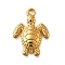 304 Stainless Steel Pendants, Ocean Theme Charm, Ion Plating(IP), Real 18K Gold Plated, Tortoise, 20.5x15.5x3.5mm, Hole: 1.5mm
