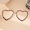 Hollow Heart with Leopard Print Alloy Hoop Earrings, Platinum, 53x55x5.5mm