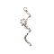 Brass Micro Pave Clear Cubic Zirconia Pendants, Cadmium Free & Nickel Free & Lead Free, Wavy Shape Charms, Platinum, 30x7x7mm, Hole: 1.4mm