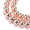 Electroplate Non-magnetic Synthetic Hematite Bead Strands, Round, Rose Gold Plated, 10x9mm, Hole: 1~1.5mm, about 44pcs/strand, 15.4 inch