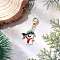 Christmas Themed Glass Seed Beaded Pendant Decorations, with 304 Stainless Steel Lobster Claw Clasps, Snowman, 43mm