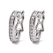 Brass Micro Pave Clear Cubic Zirconia Twister Clasps, Cadmium Free & Nickel Free & Lead Free, Platinum, 14.5x10x3mm, Inner Diameter: 10.8x6mm