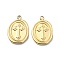 304 Stainless Steel Pendants, Oval with Cross Charms, Real 14K Gold Plated, 18.5x12.5x1.5mm, Hole: 1.8mm
