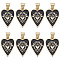 8Pcs Brass Enamel Pendants, Real 18K Gold Plated, Heart with Eye, Black, 18.5x12.5x1.6mm, Hole: 3.5x5mm