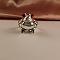 Frog Alloy with Natural  Red Corundum Finger Rings, Adjustable Open Rings, Antique Silver, Inner Diameter: Adjustable