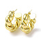 Rack Plating Brass Twist Rope Stud Earrings for Women, Cadmium Free & Lead Free, Real 18K Gold Plated, 34.5x31x11mm, Pin: 0.7mm