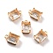 Rack Plating Brass Glass Charms, Long-Lasting Plated, Rectangle, Real 18K Gold Plated, 12.5x8x6.5mm, Hole: 1.5mm
