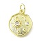 Brass Micro Pave Cubic Zirconia Pendants, Nuggets with Sun and Moon, Long-Lasting Plated, with Jump Ring, Lead Free & Cadmium Free, Rack Plating, Real 18K Gold Plated, 15x13x2mm