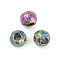 Textured 316 Surgical Stainless Steel Beads, Round, Ion Plating(IP), Rainbow Color, 3.5x4x4mm, Hole: 1.5mm