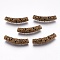 Flower Pattern Hollow Alloy Tube Beads, Antique Bronze, 47x9x9mm, Hole: 6mm