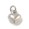 Brass Charms, Heart Charms, Cadmium Free & Nickel Free & Lead Free, Platinum, 9.5x8x5.5mm, Hole: 3mm