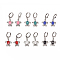 Brass Hoop Earrings, with Enamel, Tortoise, Platinum, Mixed Color, 30mm, pin: 0.9mm