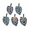 Rainbow Color Alloy Pendants, Cadmium Free & Lead Free, Leaf, 18x10x1.5mm, Hole: 1.6mm