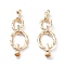Rack Plating Brass Pave Clear Cubic Zirconia Fold Over Clasps, Cadmium Free & Nickel Free & Lead Free, Long-Lasting Plated, Oval, Real 18K Gold Plated, 54x16.5x6mm