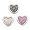 Brass Micro Pave Cubic Zirconia Slide Charms, Long-Lasting Plated, Heart, Platinum, 13x14x5.5mm, Hole: 1.5x6.5mm and 10x2mm
