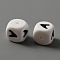 Food Grade Eco-Friendly Silicone Beads, White Cube with Black Letter, Letter.A, 12x12x12mm, Hole: 2mm