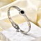 304 Stainless Steel Hinged Enamel Bangles for Women, Flat Round with Roman Numerals, Stainless Steel Color, Inner Diameter: 2-1/4x1-7/8 inch(5.8x4.7cm)